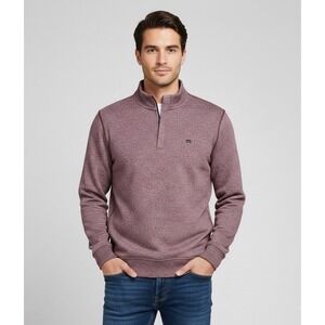 Travis Mathew 1/4 Zip Pullover Mens 2XL Burgundy Heather Fleece Sweater 1MQ186